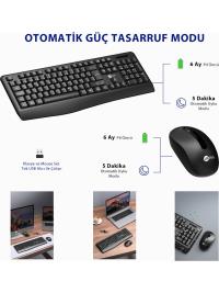 Lenovo Lecoo KW211 Kablosuz Türkçe Q Klavye & Mouse Set Siyah  SİYAH KLAVYE MOUSE SET - 2